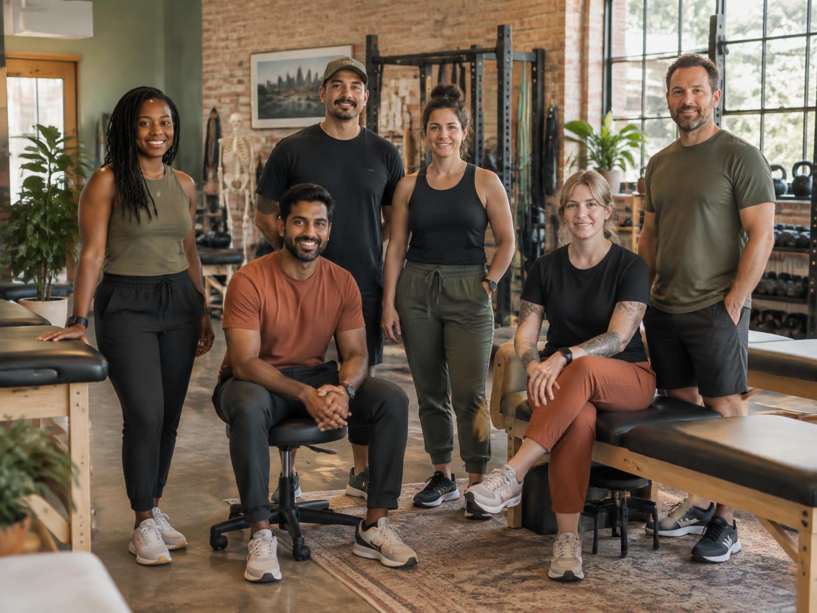 The six Cedar Bone physical therapists together in the clinic